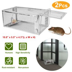2 pcs Humane Mouse Trap, High Sensitivity Gravity Pedal Auto-Lock Rodent Trap - Sturdy Galvanized Steel, Escape-Proof Small Mesh Design