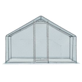 10 x 10 ft Large Metal Chicken Coop, Walk-in Poultry Cage Chicken Hen Run House with Waterproof Cover