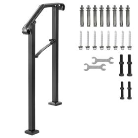 Handrails for Outdoor Steps, Fit 1 or 2 Steps Outdoor Stair Railing, Arch#1 Wrought Iron Handrail, Flexible Porch Railing