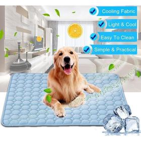 Pet Dog Cat Ice Silk Cold Nest Pad For Cooling In Summer (Option: Blue-150x100cm)