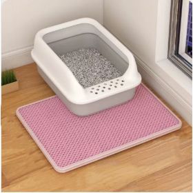 Cat Litter Mat Double Layer Filter Anti-bring Out (Option: Pink-30x45)