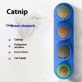 4 In 1 Rotating Catnip Silver Vine Ball Teeth Cleaning Acne Prevention Digestive Health Wall Stick On Toy Edible Safe Material (Option: blue Three in one bag)