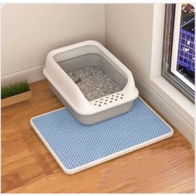 Cat Litter Mat Double Layer Filter Anti-bring Out (Option: Sky Blue-30x45)