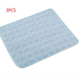 Pet Dog Cat Ice Silk Cold Nest Pad For Cooling In Summer (Option: Blue 3PCS-70X56CM)