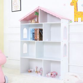Wooden Kids Bookcase 4 Tier Organizer Toys And Books Storage Cabinet For Bedroom Playroom (Option: Default)